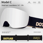Magnetic Ski Goggles with HD Anti-Fog Spherical Lens, UV400 Protection for Snow Sports, Compatible with Eyewear, Ideal for Skiing and Mountain Climbing (D)