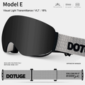 Magnetic Ski Goggles with HD Anti-Fog Spherical Lens, UV400 Protection for Snow Sports, Compatible with Eyewear, Ideal for Skiing and Mountain Climbing (E)