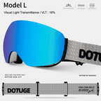 Magnetic Ski Goggles with HD Anti-Fog Spherical Lens, UV400 Protection for Snow Sports, Compatible with Eyewear, Ideal for Skiing and Mountain Climbing (H)