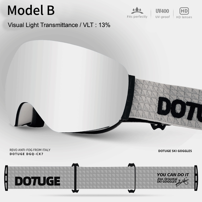 Magnetic Ski Goggles with HD Anti-Fog Spherical Lens, UV400 Protection for Snow Sports, Compatible with Eyewear, Ideal for Skiing and Mountain Climbing (H)