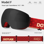 Magnetic Ski Goggles with HD Anti-Fog Spherical Lens, UV400 Protection for Snow Sports, Compatible with Eyewear, Ideal for Skiing and Mountain Climbing (H)
