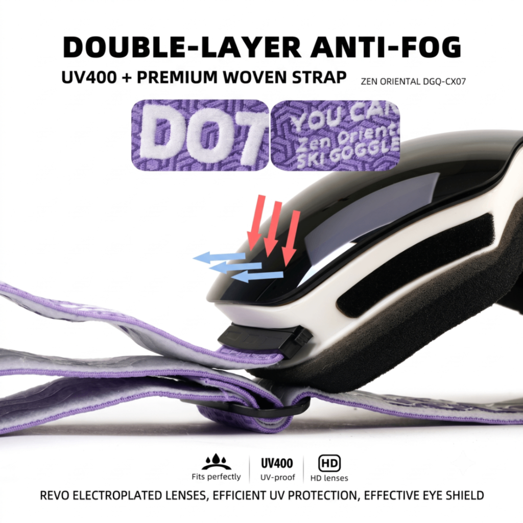 Magnetic Ski Goggles with HD Anti-Fog Spherical Lens, UV400 Protection for Snow Sports, Compatible with Eyewear, Ideal for Skiing and Mountain Climbing (L)