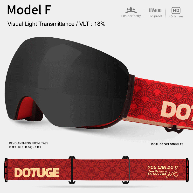 Magnetic Ski Goggles with HD Anti-Fog Spherical Lens, UV400 Protection for Snow Sports, Compatible with Eyewear, Ideal for Skiing and Mountain Climbing (L)