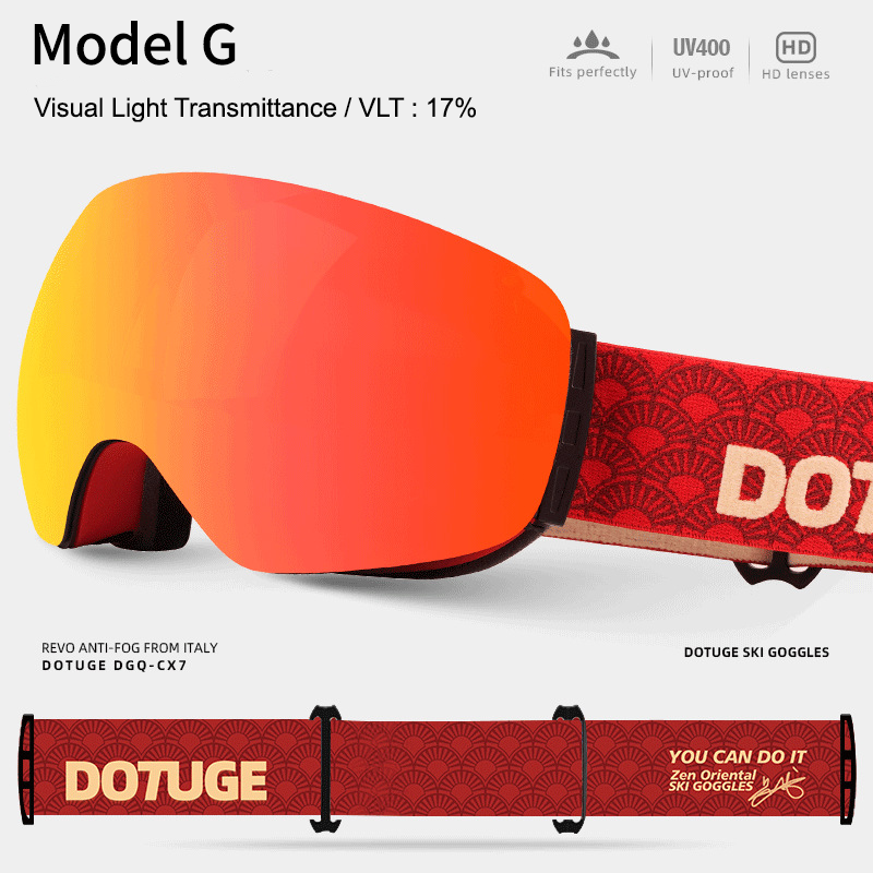 Magnetic Ski Goggles with HD Anti-Fog Spherical Lens, UV400 Protection for Snow Sports, Compatible with Eyewear, Ideal for Skiing and Mountain Climbing (L)