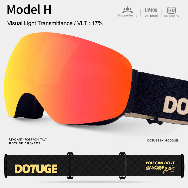 Magnetic Ski Goggles with HD Anti-Fog Spherical Lens, UV400 Protection for Snow Sports, Compatible with Eyewear, Ideal for Skiing and Mountain Climbing (L)