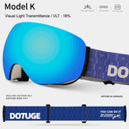 Magnetic Ski Goggles with HD Anti-Fog Spherical Lens, UV400 Protection for Snow Sports, Compatible with Eyewear, Ideal for Skiing and Mountain Climbing (L)