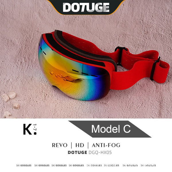 Large Spherical Kids Ski Goggles with Double-Layer Anti-Fog Protection
