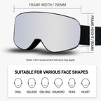 Kids Snow Goggles with Large Spherical Lens, Double-Layer Anti-Fog HD Lens, UV400 Protection, Adjustable Elastic Strap, Ideal for Skiing, Snowboarding & Winter Outdoor Sports (C)