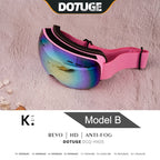 Kids Snow Goggles with Large Spherical Lens, Double-Layer Anti-Fog HD Lens, UV400 Protection, Adjustable Elastic Strap, Ideal for Skiing, Snowboarding & Winter Outdoor Sports (E)