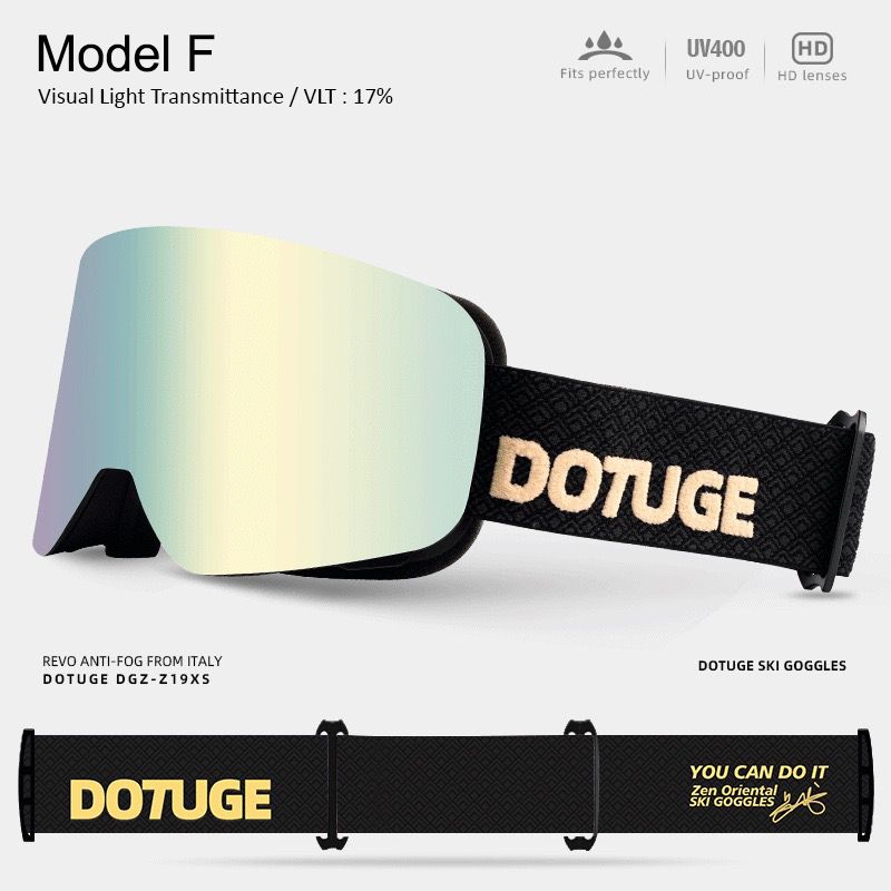 DOTUGE DGZ-Z19XS Series Ski Goggles with Magnetic Quick-Change Lens, Double-Layer Anti-Fog UV400 HD Coated Lenses, Compatible with Prescription Glasses, for Snow Sports, Climbing, and Mountain Adventures (A)