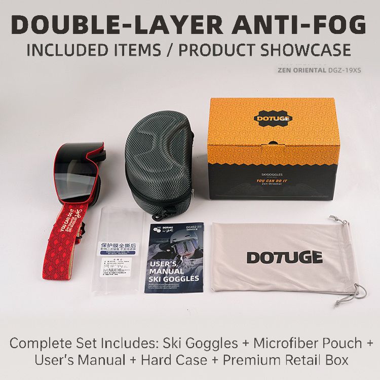 DOTUGE DGZ-Z19XS Series Ski Goggles with Magnetic Quick-Change Lens, Double-Layer Anti-Fog UV400 HD Coated Lenses, Compatible with Prescription Glasses, for Snow Sports, Climbing, and Mountain Adventures (B)