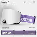 DOTUGE DGZ-Z19XS Series Ski Goggles with Magnetic Quick-Change Lens, Double-Layer Anti-Fog UV400 HD Coated Lenses, Compatible with Prescription Glasses, for Snow Sports, Climbing, and Mountain Adventures (B)
