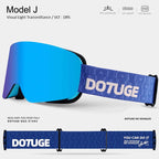 DOTUGE DGZ-Z19XS Series Ski Goggles with Magnetic Quick-Change Lens, Double-Layer Anti-Fog UV400 HD Coated Lenses, Compatible with Prescription Glasses, for Snow Sports, Climbing, and Mountain Adventures (B)