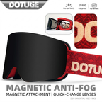 DOTUGE DGZ-Z19XS Series Ski Goggles with Magnetic Quick-Change Lens, Double-Layer Anti-Fog UV400 HD Coated Lenses, Compatible with Prescription Glasses, for Snow Sports, Climbing, and Mountain Adventures (D)