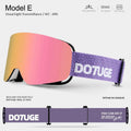 DOTUGE DGZ-Z19XS Series Ski Goggles with Magnetic Quick-Change Lens, Double-Layer Anti-Fog UV400 HD Coated Lenses, Compatible with Prescription Glasses, for Snow Sports, Climbing, and Mountain Adventures (E)