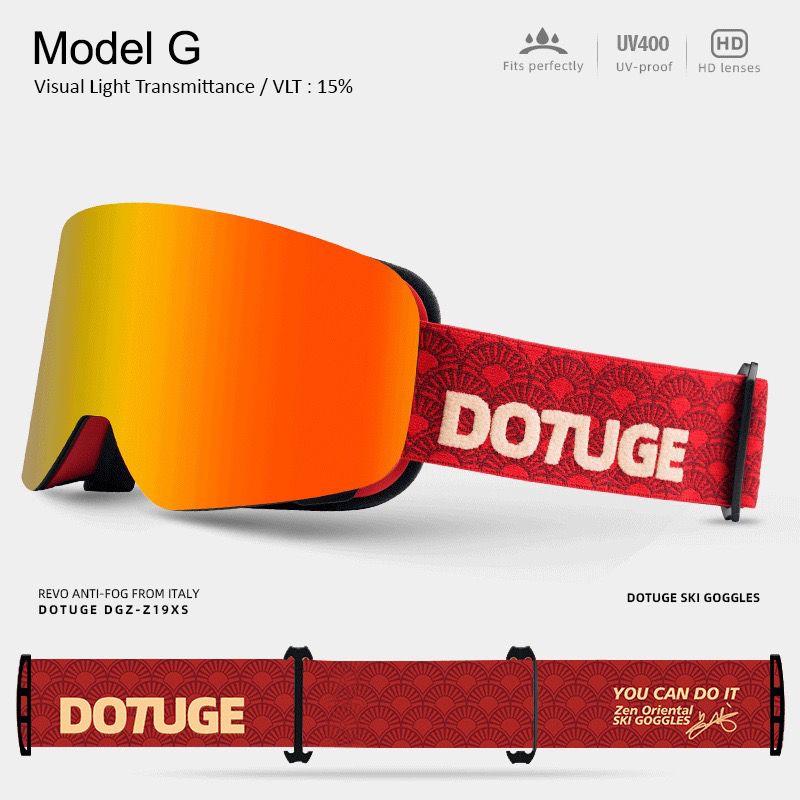 DOTUGE DGZ-Z19XS Series Ski Goggles with Magnetic Quick-Change Lens, Double-Layer Anti-Fog UV400 HD Coated Lenses, Compatible with Prescription Glasses, for Snow Sports, Climbing, and Mountain Adventures (E)