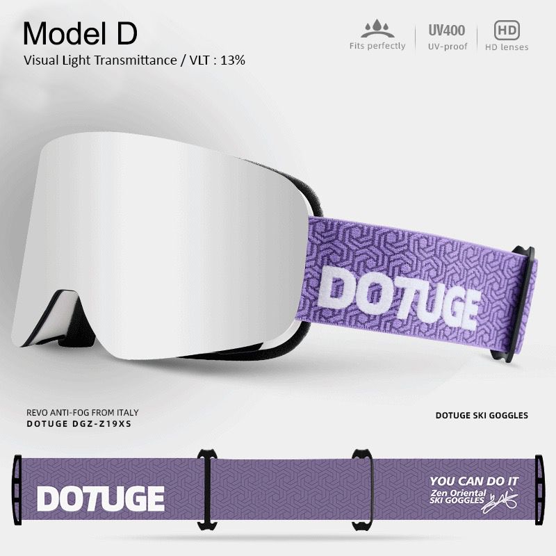 DOTUGE DGZ-Z19XS Series Ski Goggles with Magnetic Quick-Change Lens, Double-Layer Anti-Fog UV400 HD Coated Lenses, Compatible with Prescription Glasses, for Snow Sports, Climbing, and Mountain Adventures (E)