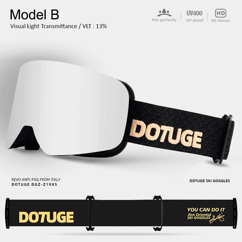 DOTUGE DGZ-Z19XS Series Ski Goggles with Magnetic Quick-Change Lens, Double-Layer Anti-Fog UV400 HD Coated Lenses, Compatible with Prescription Glasses, for Snow Sports, Climbing, and Mountain Adventures (F)