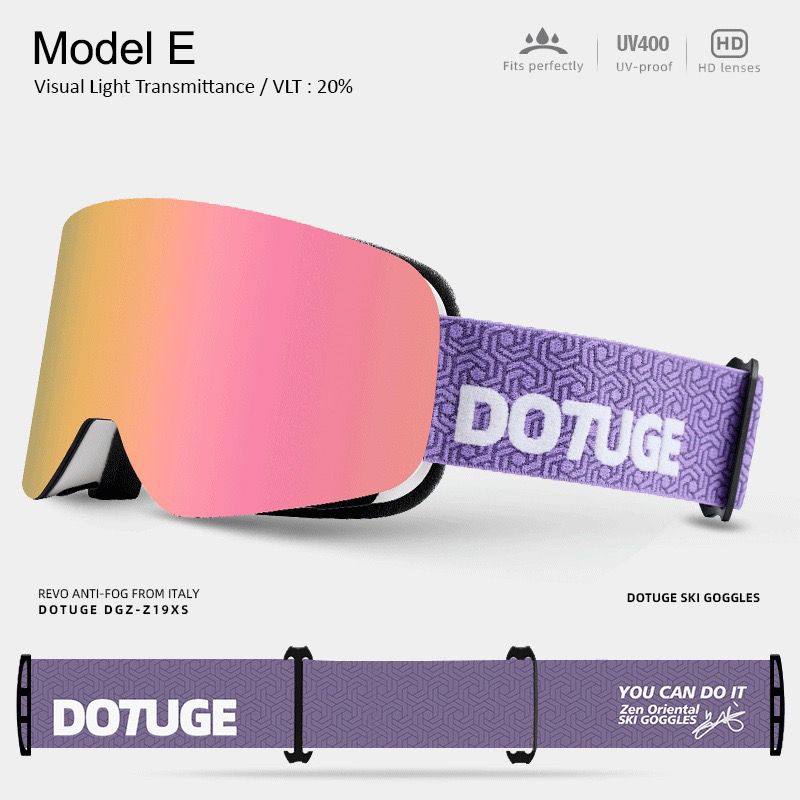 DOTUGE DGZ-Z19XS Series Ski Goggles with Magnetic Quick-Change Lens, Double-Layer Anti-Fog UV400 HD Coated Lenses, Compatible with Prescription Glasses, for Snow Sports, Climbing, and Mountain Adventures (G)