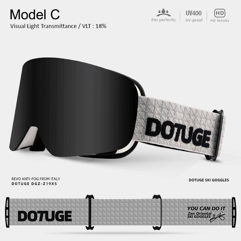 DOTUGE DGZ-Z19XS Series Ski Goggles with Magnetic Quick-Change Lens, Double-Layer Anti-Fog UV400 HD Coated Lenses, Compatible with Prescription Glasses, for Snow Sports, Climbing, and Mountain Adventures (H)