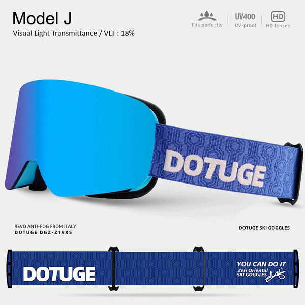 Magnetic Quick-Change Ski Goggles with Double-Layer Anti-Fog UV400 Lenses