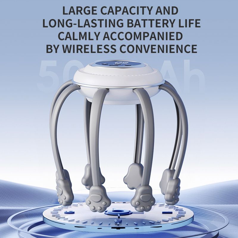Wireless Octopus Head Massager with USB Charging – Ergonomic Scalp Relaxation Device for Home, Office, and Travel Use (Black)