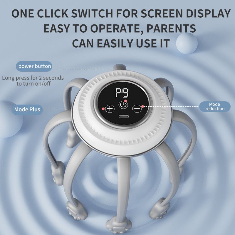 Wireless Octopus Head Massager with USB Charging – Ergonomic Scalp Relaxation Device for Home, Office, and Travel Use (White)