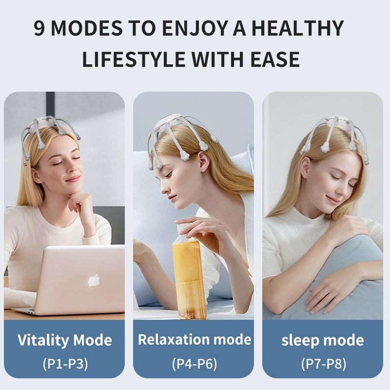 Wireless Octopus Head Massager with USB Charging – Ergonomic Scalp Relaxation Device for Home, Office, and Travel Use (White)