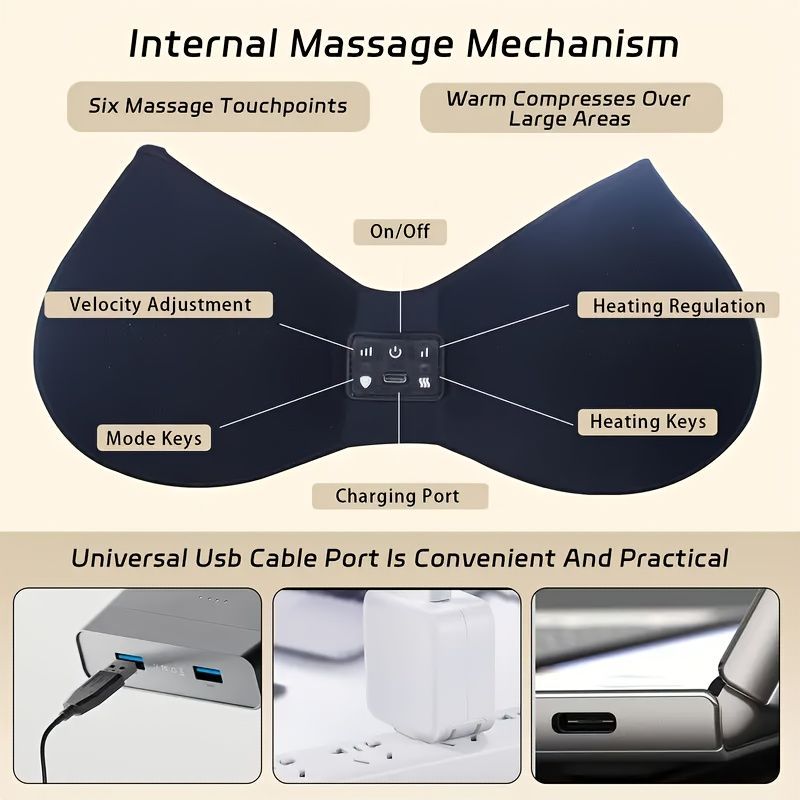 Electric Breast Massager Breast Care Massage Relaxation Massager Regulating - Black - Size 30-28