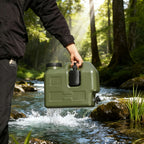 Green 20L water container, camping water storage, outdoor hydration, Australian camping gear, robust water canister, portable water tank, emergency water supply