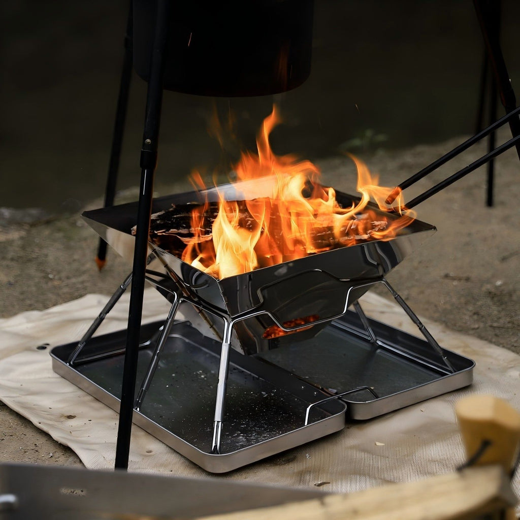 Silver Green portable camping grill, stainless steel grill, 304 stainless steel, charcoal grill, camping furniture, outdoor grill, camping cooking equipment, Australia camping gear
