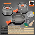 Gray Yellow camping cookware set, 3-4 person pot set, outdoor cooking kit, camp stove pots, camping kitchen set, australian camping gear, portable pots and pans, family camping cookware