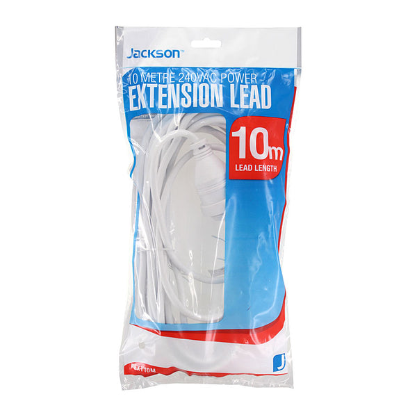 10M Indoor Power Cord Extension Lead with Fully-molded Plug and Socket - White