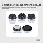 Orku Handheld Body Massager 4 Heads Adjustable Speed 28W Black