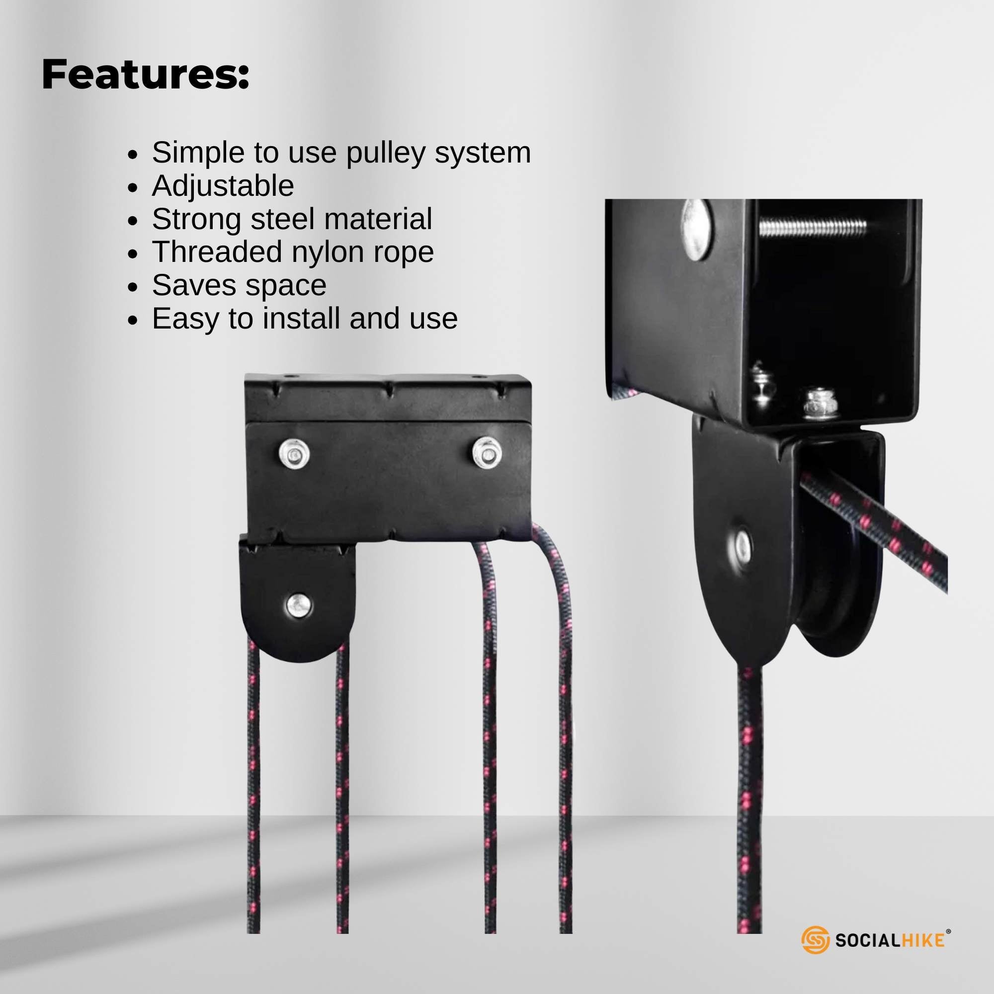 Social Hike Kayak Hoist - 34kg Garage Ceiling Pulley Lift for Kayak Bike Storage