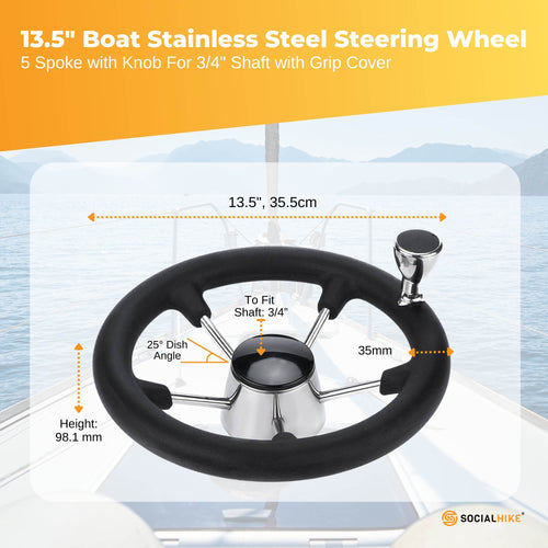 13.5" Boat Steering Wheel With Grip Cover