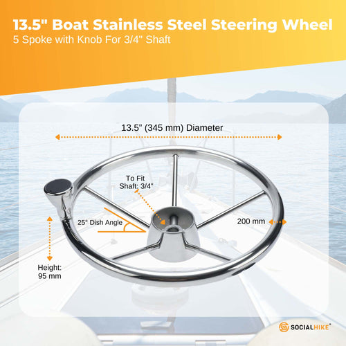 13.5" Boat Stainless Steel Steering Wheel