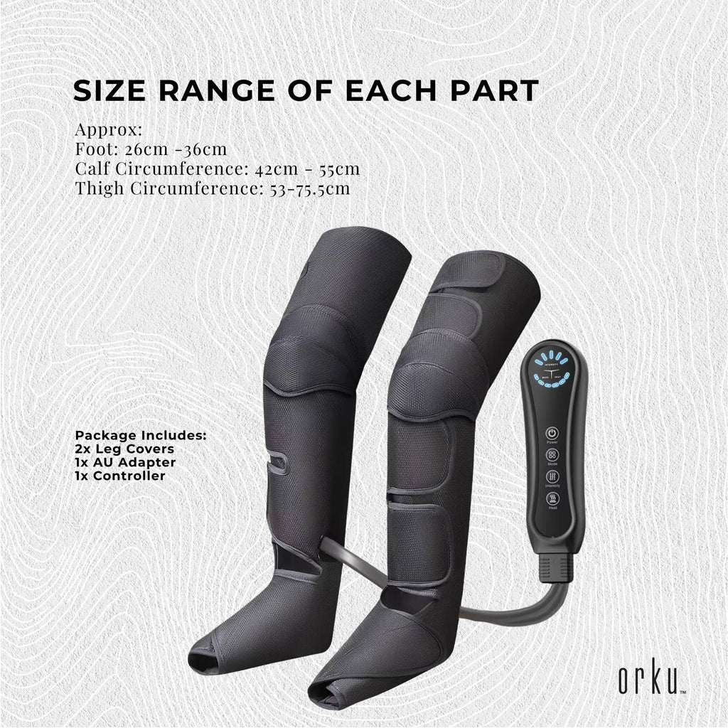 Orku Air Compression Leg Knee Foot Massager with Heat - Relaxation and Recovery