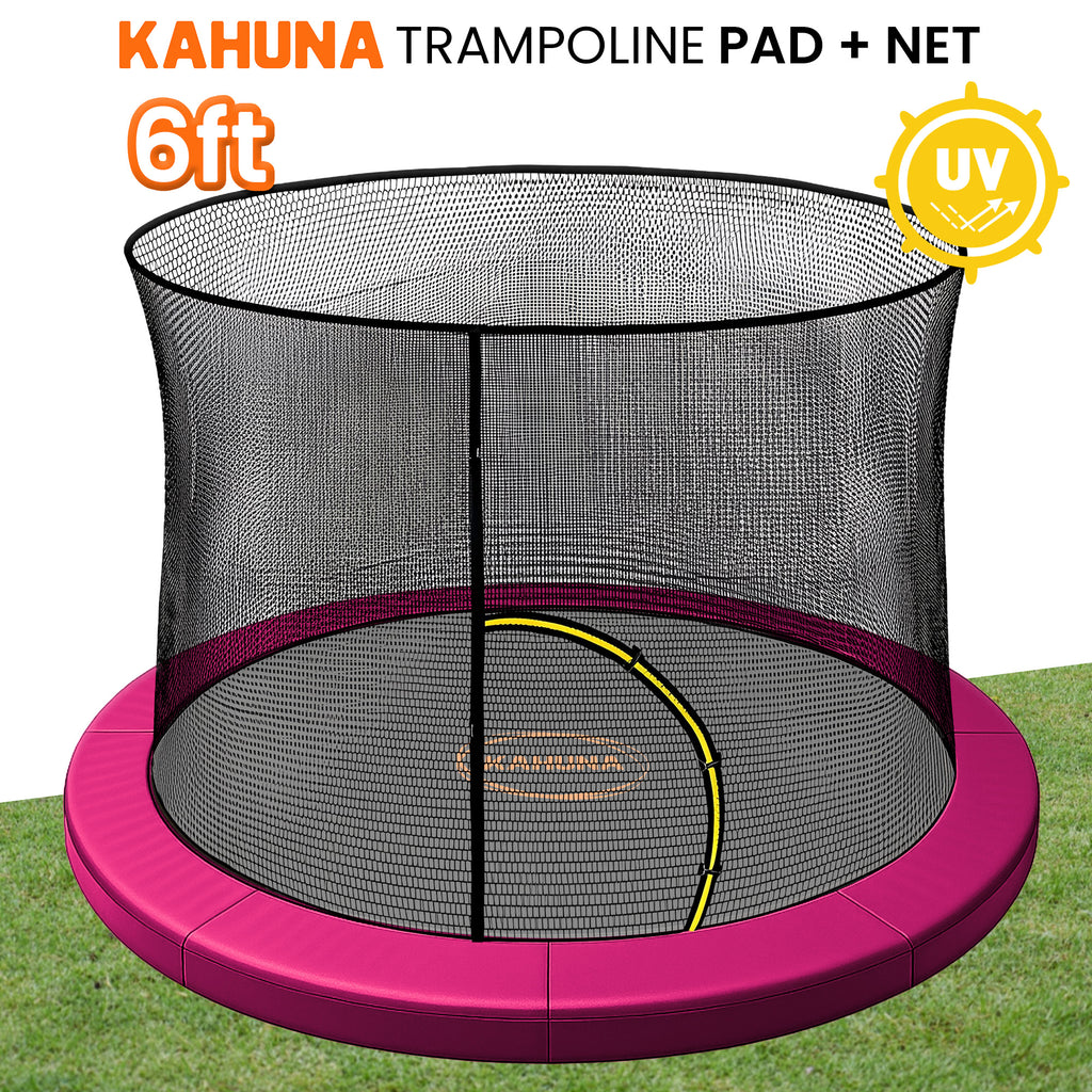 Kahuna 6ft Trampoline Pad and Net - Pink