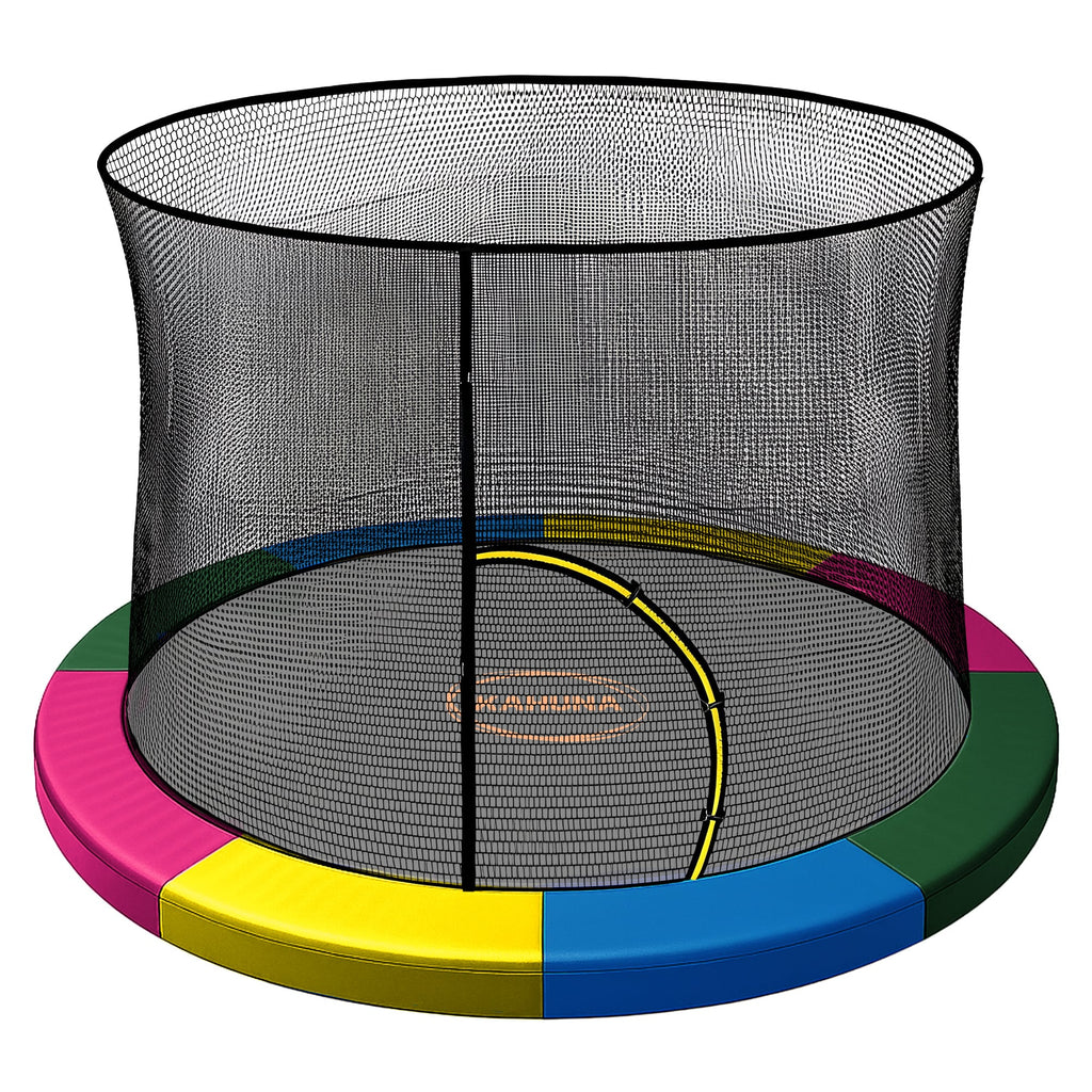 Kahuna 8ft Trampoline Pad and Net - Rainbow