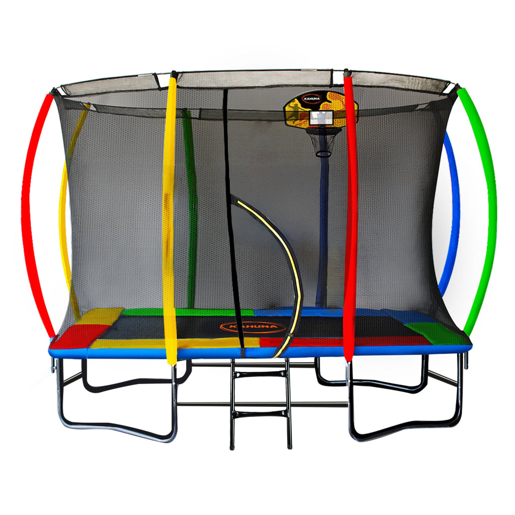 Kahuna Rectangular Trampoline 6x9ft with L.E.D BB Set Rainbow