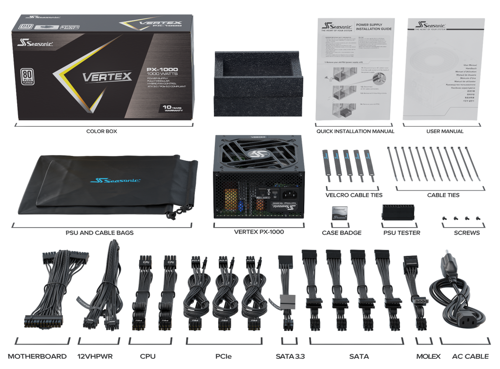Seasonic VERTEX 1000W (PX-1000) Platinum Fully Modular PSU  ATX 3.0