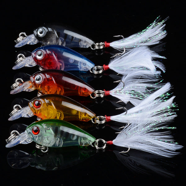 5x 4.5cm Popper Crank Bait Fishing Lure