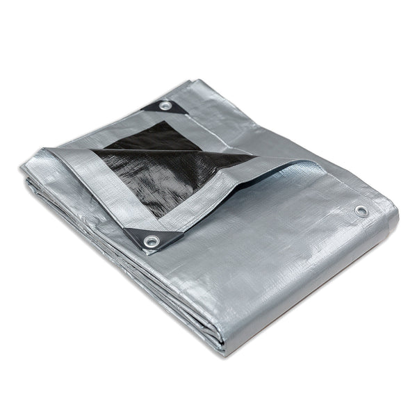 Silver Black Heavy Duty Tarp for Outdoor Weather Protection
