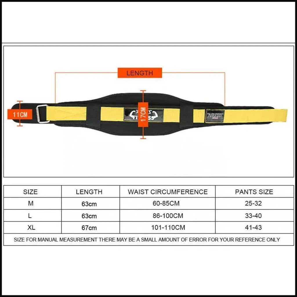 Fitness Weight Lifting Belt Barbell Dumbell Training Back Support Men Women XL - Yellow-XL