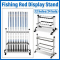12/24 Hole Multi Functional Fishing Rod Holder Storage Rack Display Organizer - 12Holes