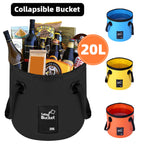 20L Portable Folding Bucket Water Container Camping Hiking Fishing Water Storage - Blue