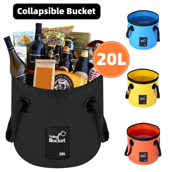 Blue Folding Water Storage Container for Camping and Hiking