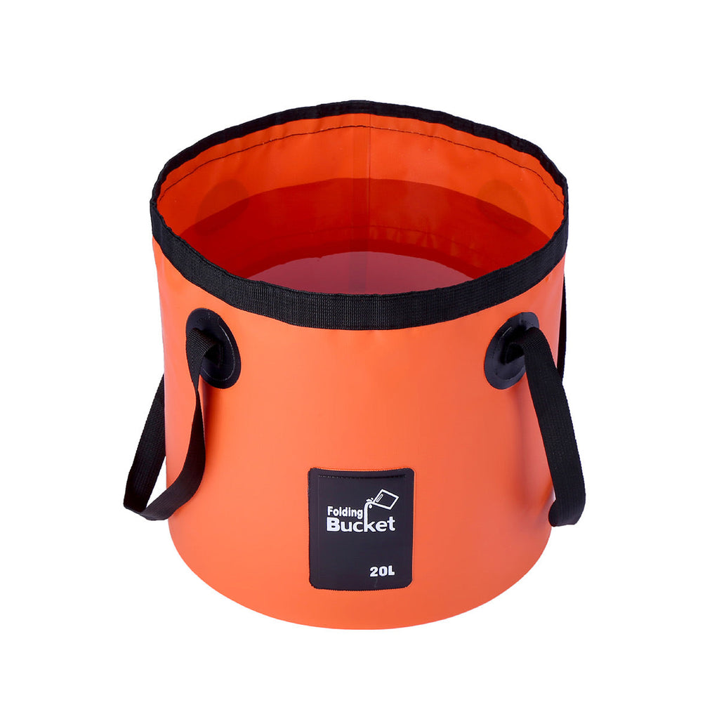 20L Portable Folding Bucket Water Container Camping Hiking Fishing Water Storage - Yellow