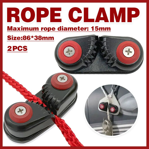 Rope Clamp Set 2PCS Aluminum Alloy Black Clip